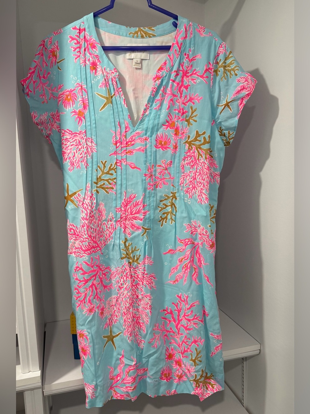 Lily Pulitzer Ansella Tunic Dress-Multi Royal Coral. Size 12